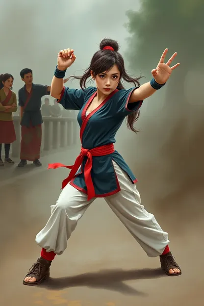 La maestría del arte de lucha de la niña de kung fu