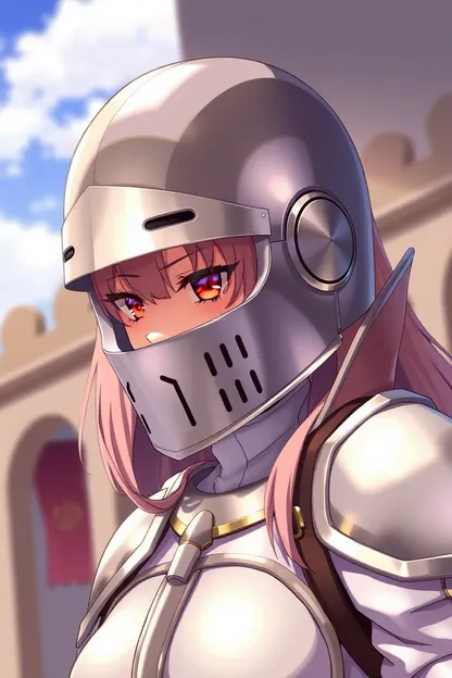 La niña anime se pone casco de sallet