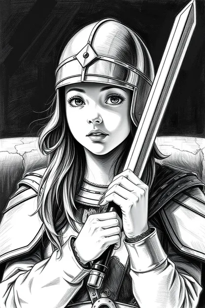 La niña en Sallet: Expresión artística de dibujo de la niña Sallet