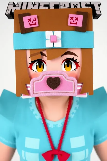 La niña linda lleva máscara en piel de Minecraft