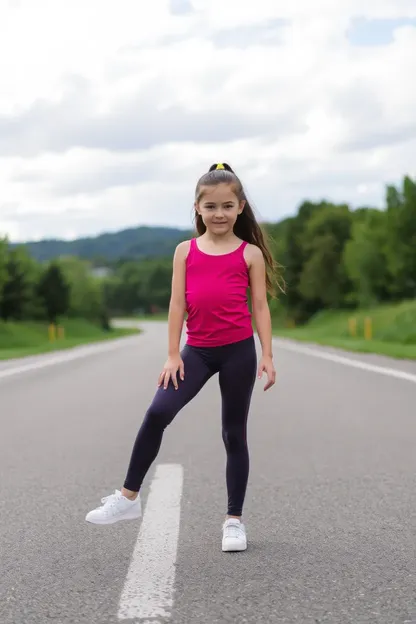 La niña que llevaba leggings estaba muy feliz