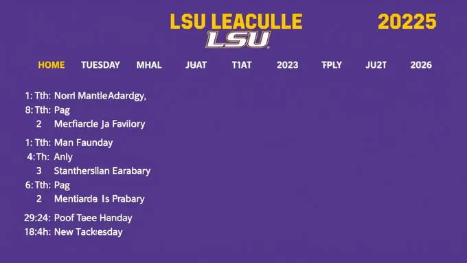 La programación de LSU 2025 incluye partidos en casa y fuera de casa