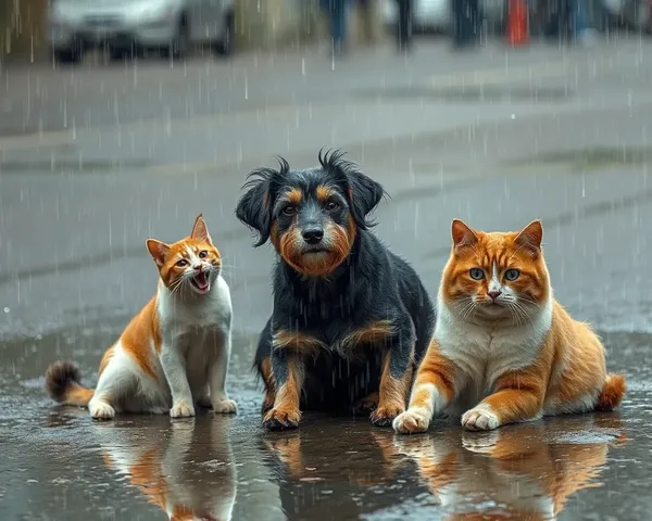 Las Imágenes de Lluvia y Perros Salvajes en Todo Lugar