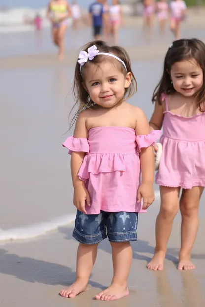 Las Niñas Pequeñas Construyen Castillos de Arena en la Playa