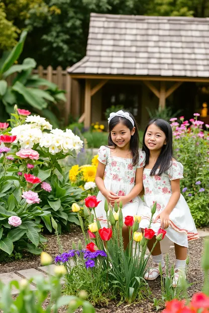 Las chicas se relajan en el jardín