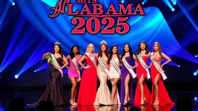 Las concursantes de Miss Alabama 2025 compiten en un concurso de belleza