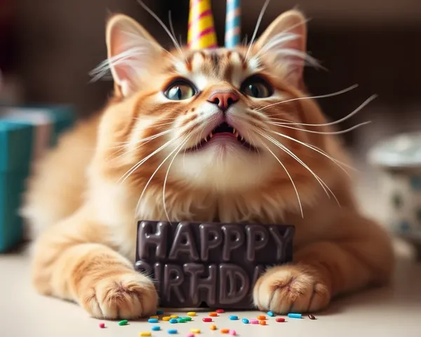 Las fotos de cumpleaños de un gato divertido muestran celebraciones whimsical