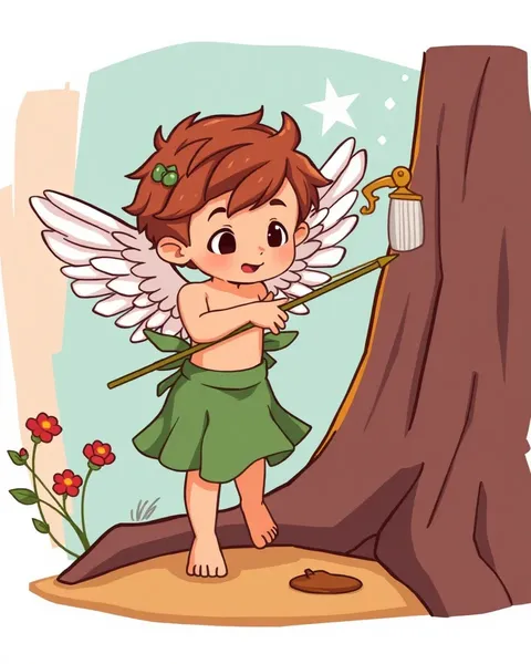 Las imágenes de Cupid en cartoon ilustran escenas románticas juguetonas