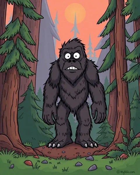 Las imágenes de piezas de Bigfoot de caricatura representan una representación fantástica e imaginativa de Bigfoot