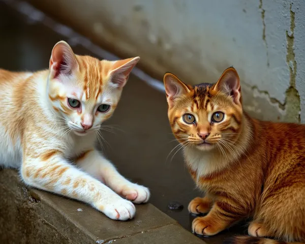 Las imágenes húmedas de gatos muestran amor feline incondicional