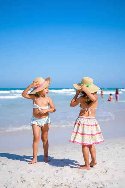 Las niñas pequeñas juegan juntas en la playa