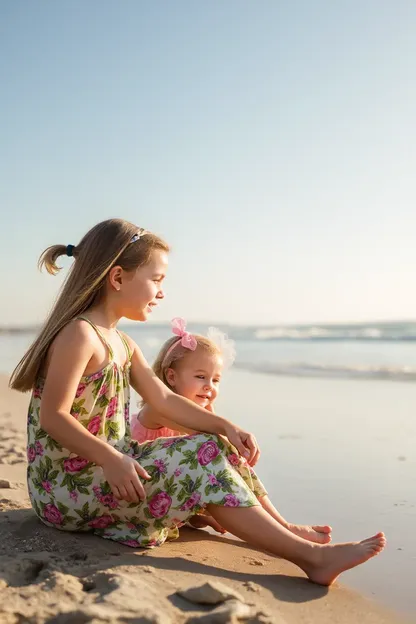 Las niñas pequeñas se relajan en la playa