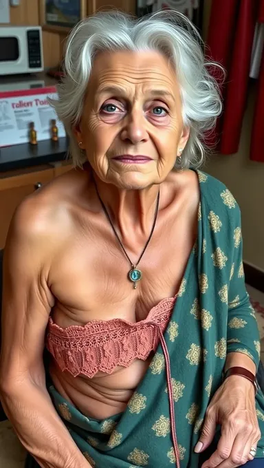 Las tetas de la abuela flácidas necesitan bras de apoyo