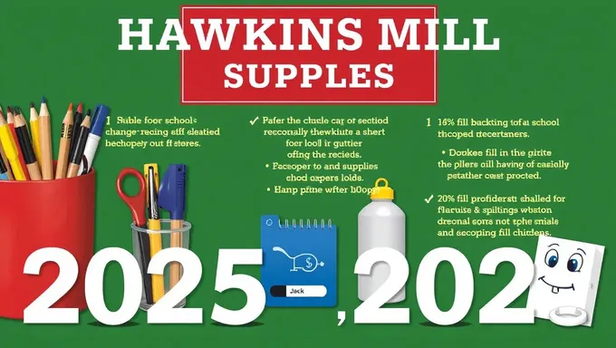 Lista de suministros escolares de la Escuela Hawkins Mill para 2025-2025