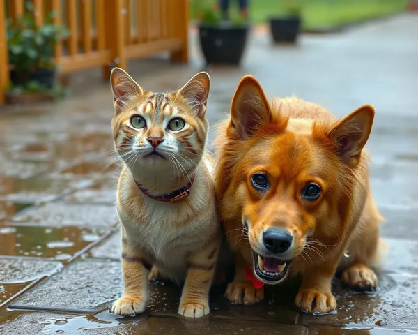 Llueve gatos y perros en imágenes de color vibrante