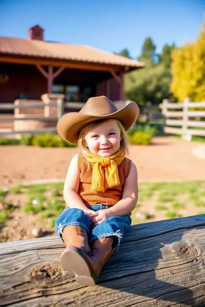 Los botas de cowboy brillan con brillo en la pequeña niña