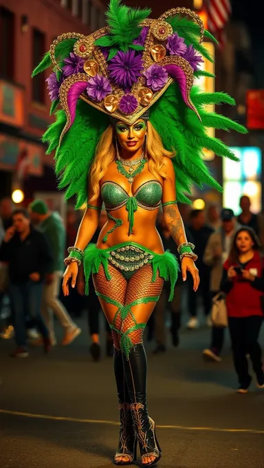 Los pechos de Mardi Gras iluminan la noche con diversión