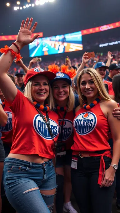 Los pechos de los seguidores de Oilers en el foco