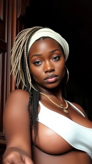 Los pechos grandes de Ebony evocan deseo en close-ups sensuales