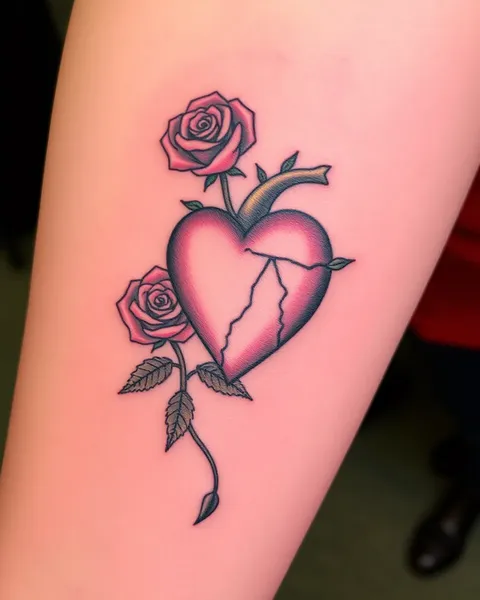 Los tatuajes de rosas y corazones se unen