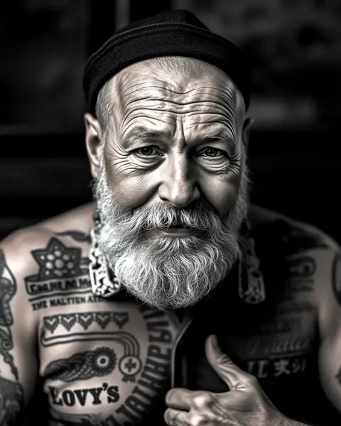 Los tatuajes únicos de abuelo lo hacen destacar