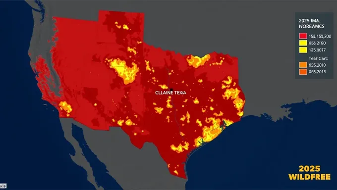 Mapa de la propagación de incendios forestales de Texas en 2025