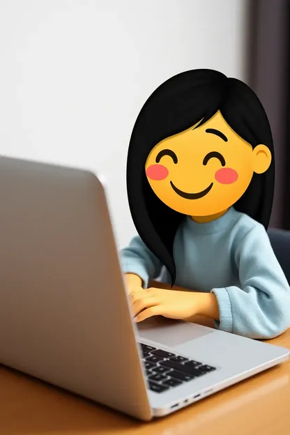 Memoji de cabello negro de chica en actividad de ordenador