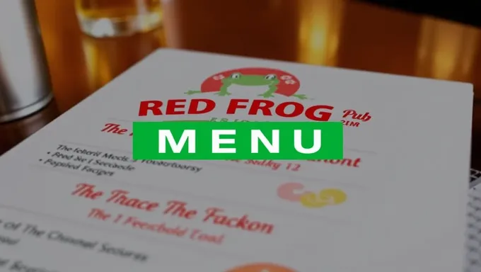 Menú de la pub Red Frog de 2025: nuevos ítems destacados