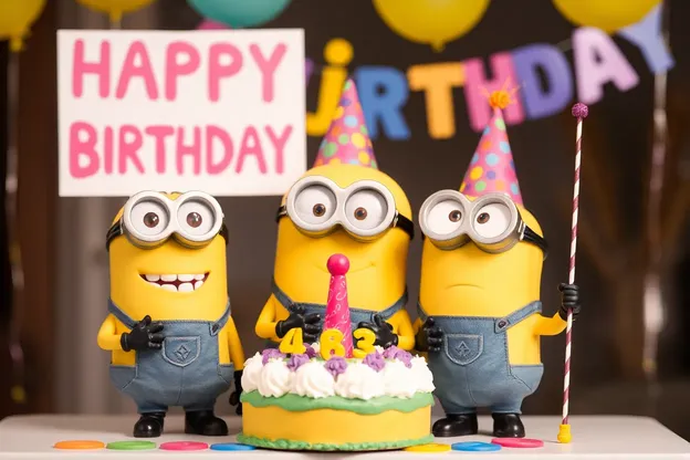 Minion celebra el cumpleaños con imágenes coloridas