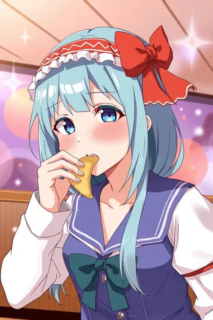 Momento de aperitivo de la chica de anime con chips en GIF