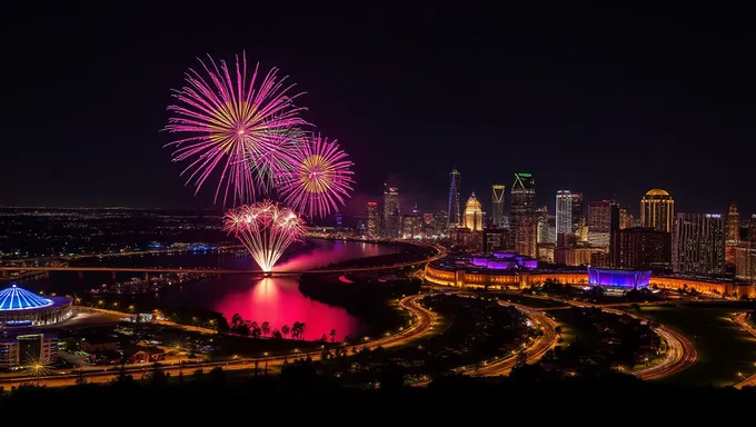 Mostración de fuegos artificiales de Austin para la Nochevieja 2025