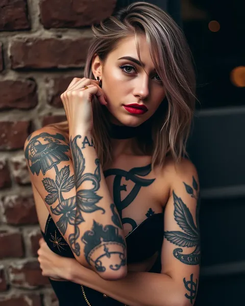 Mujeres con tatuajes arte corporal desnudo expuesto