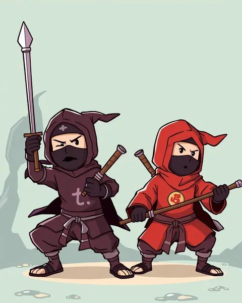 Ninjas en imágenes de cartoon coloridas