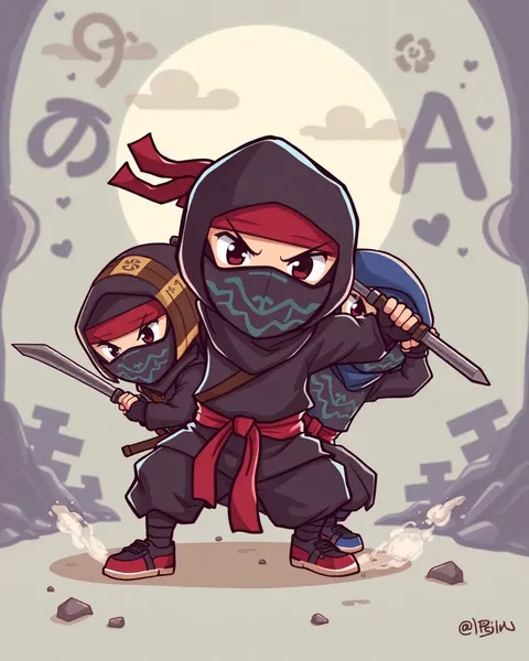 Ninjas en imágenes de cartoon vibrantes