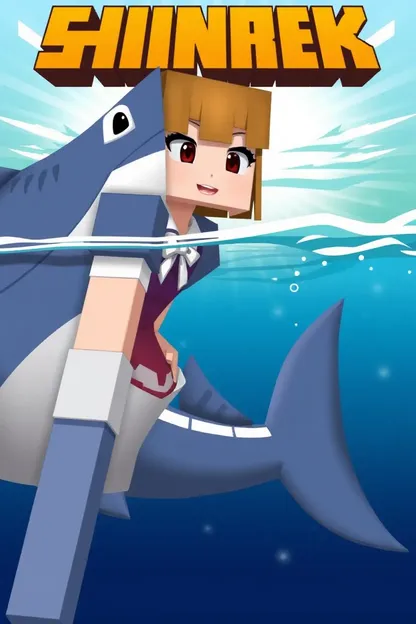 Niña Tiburón: Navegando por las Aguas Infestadas de Tiburones de Minecraft