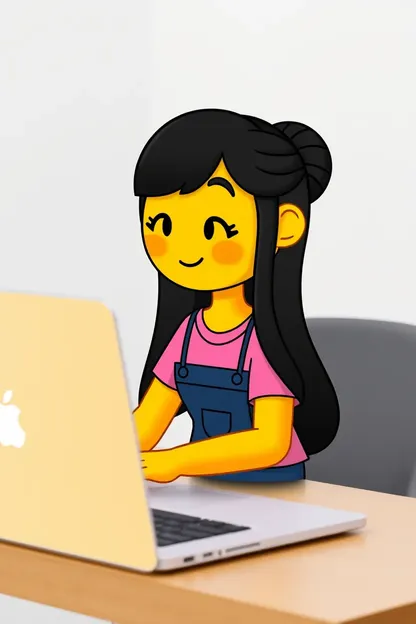 Niña con Pelo Negro en Memoji de Laptop