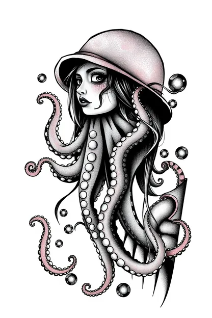 Niña con tatuaje de culo de pulpo: arte corporal