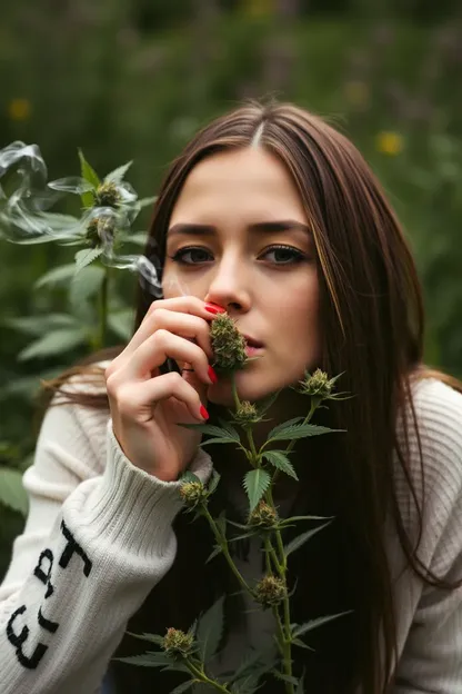 Niña fumando marihuana con una imagen de Arp