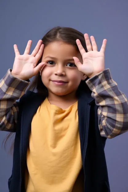 Niña joven con las manos alzadas en alegría