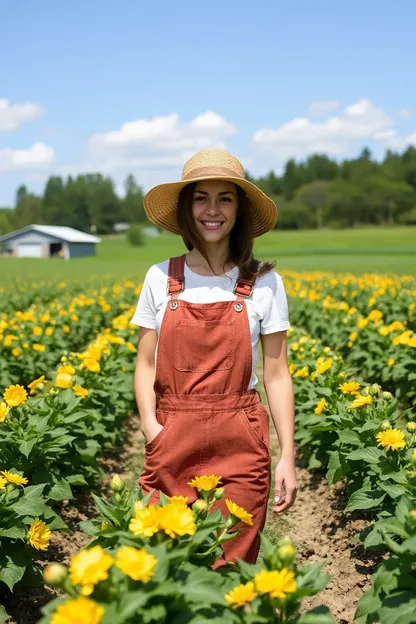 Niña joven en overoles de agricultor