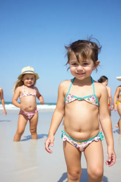 Niñas pequeñas en bikini exhibidas