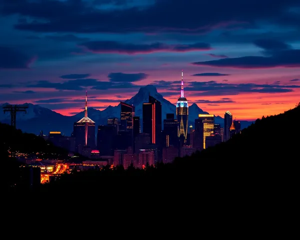 Nuggets Skyline PNG: Imagen Clara de la Silueta de la Ciudad con Escudo de Nuggets