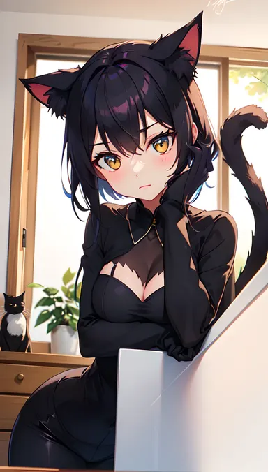 Obsesión con gato negro hentai desatada