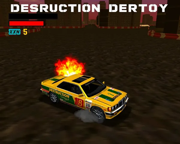 Pantalla de juego de PS1 de Destruction Derby PNG