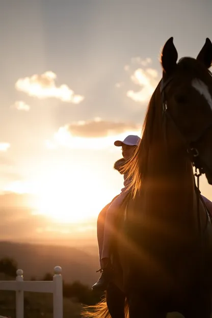 Paseo de caballo al atardecer con GIF de niña feliz