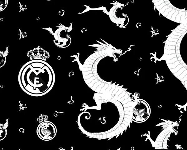 Patrón de logotipo deportivo del dragón Real Madrid en formato de archivo PNG