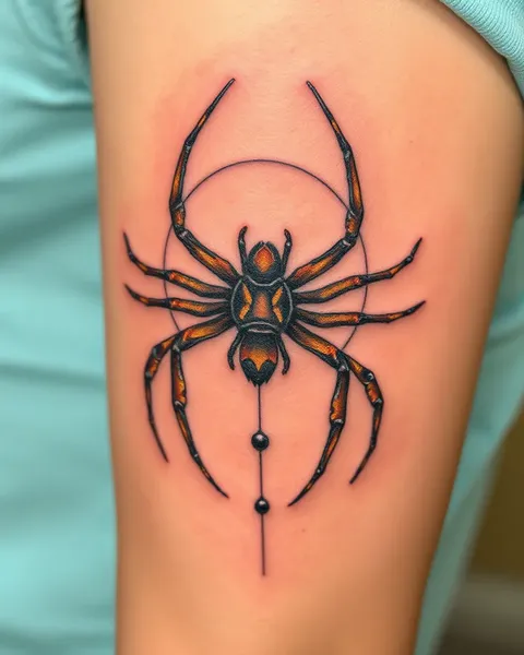 Patrón de red de araña tatuado