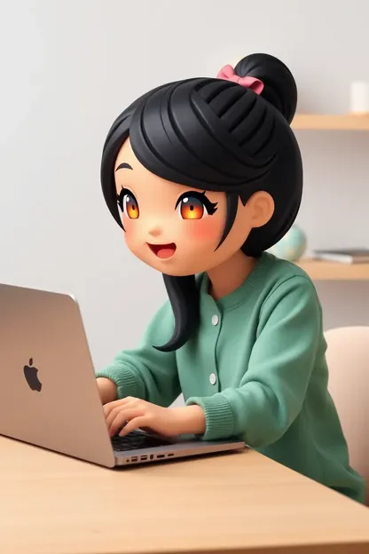 Pelo negro de niña memoji en pantalla de ordenador