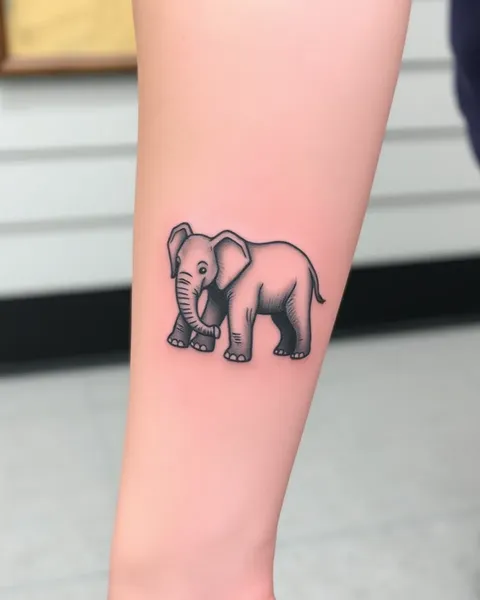 Pequeño tatuaje de elefante con citas