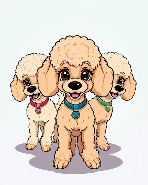 Perros Poodles en obra de arte de cartoon